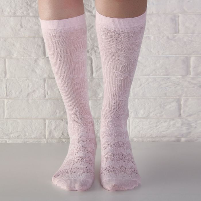 Гольфы детские ажур "Цветы" 20-22 см, 7-9 лет, 80% хл.,17% п/э, 3% эл.