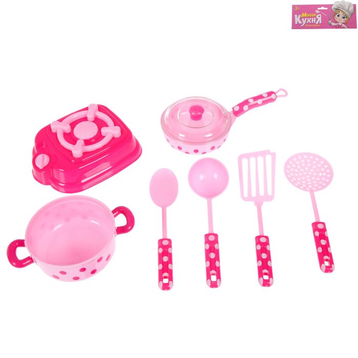Набор посуды с плитой "Горошек", 7 предметов
