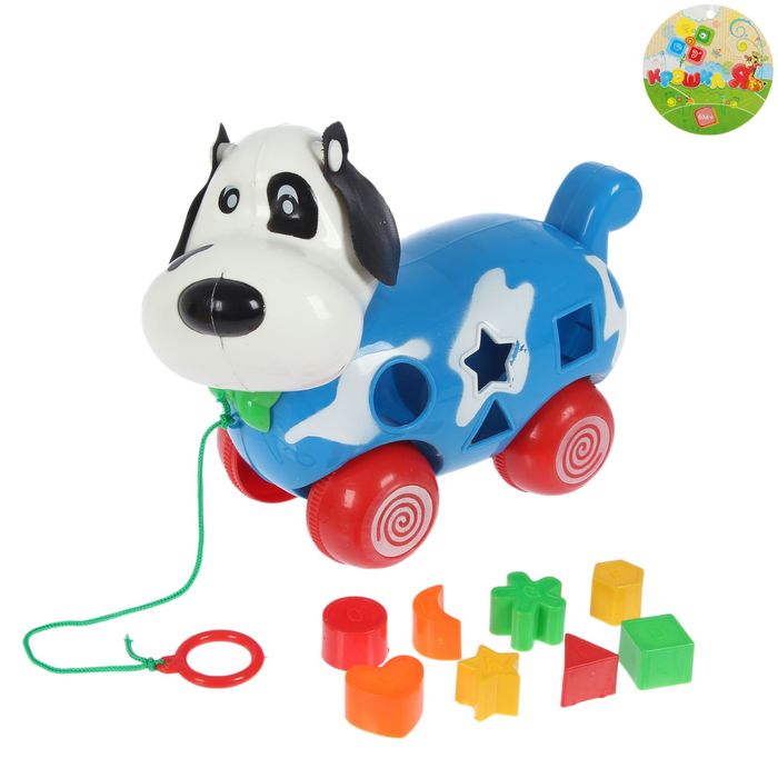 Каталка на верёвке «Животные» с сортером, МИКС