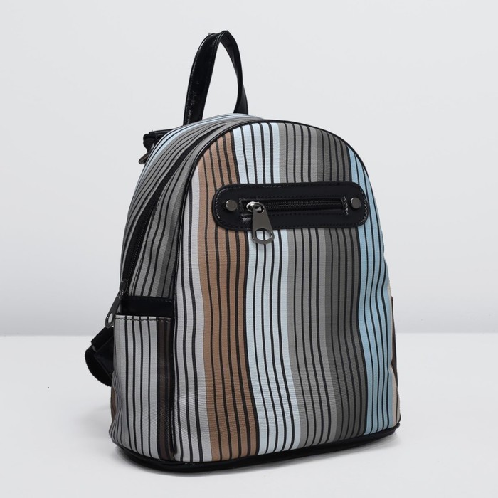 Рюкзак на молнии, 1 отдел, 4 наружных кармана, цвет серый/голубой