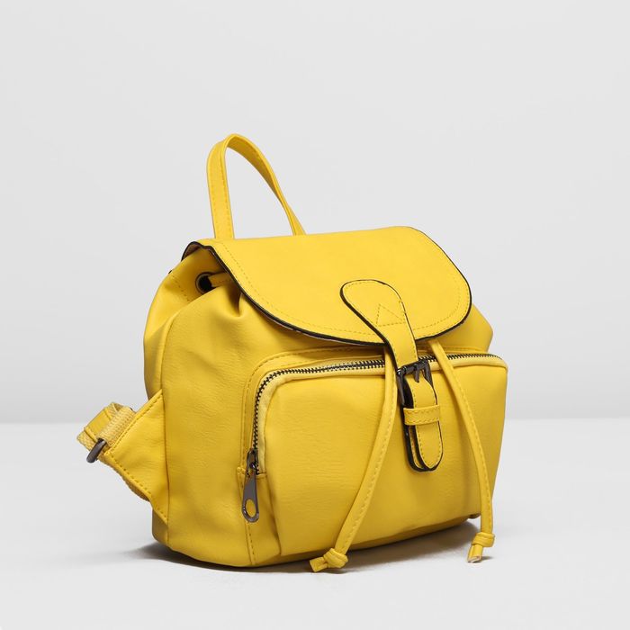 Рюкзак молодёжный на шнурке, 1 отдел, наружный карман, цвет жёлтый