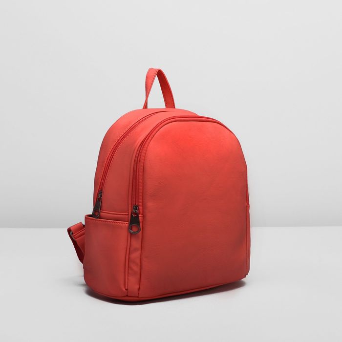 Рюкзак молодёжный на молнии, 2 отдела, 2 наружных кармана, цвет коралловый