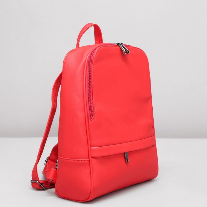 Рюкзак молодёжный на молнии, 1 отдел, 2 наружных кармана, цвет красный