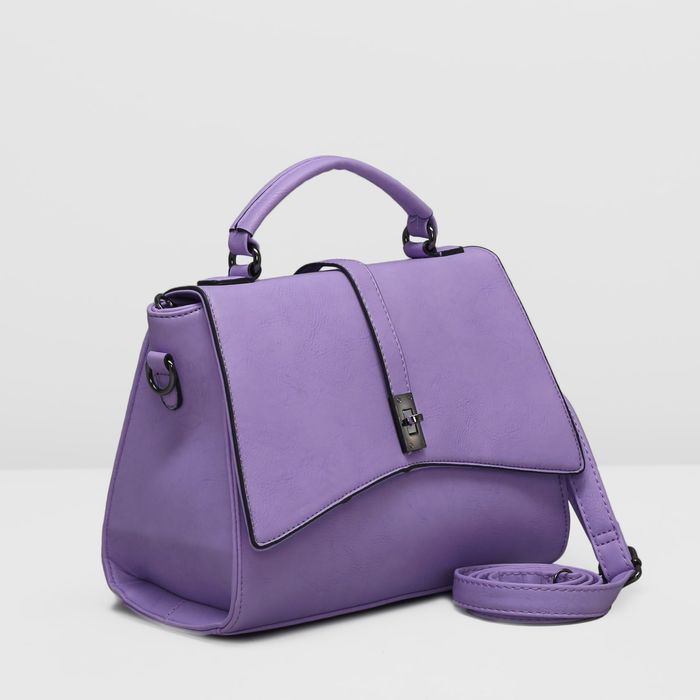 Сумка женская, 1 отдел с перегородкой, 2 наружных кармана, длинный ремень, цвет сиреневый