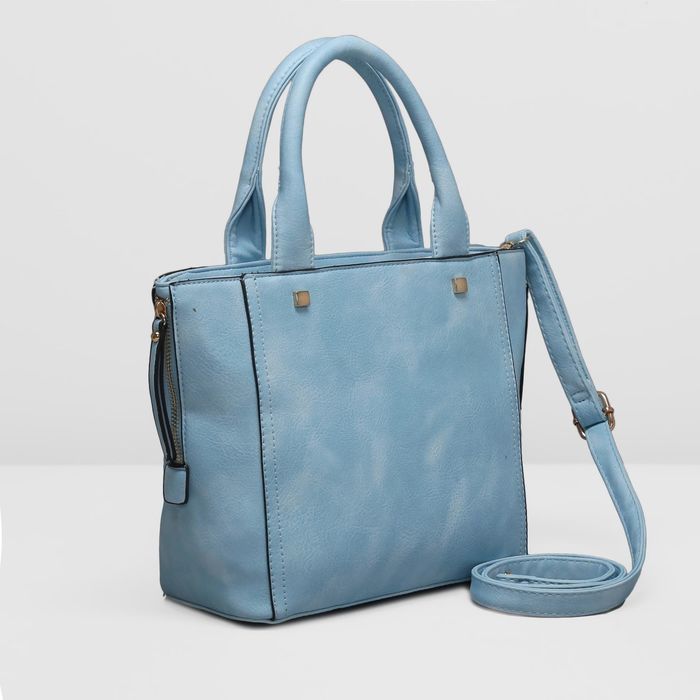 Сумка женская, 1 отдел с перегородкой, наружный карман, длинный ремень, цвет голубой