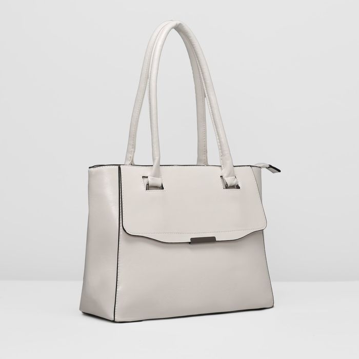 Сумка женская на молнии, 1 отдел с перегородкой, наружный карман, цвет белый