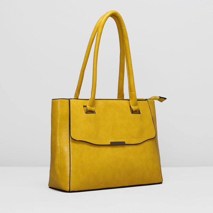 Сумка женская на молнии, 1 отдел с перегородкой, наружный карман, цвет жёлтый