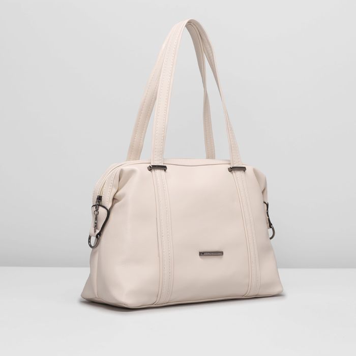 Сумка женская на молнии, 1 отдел, наружный карман, цвет молочный