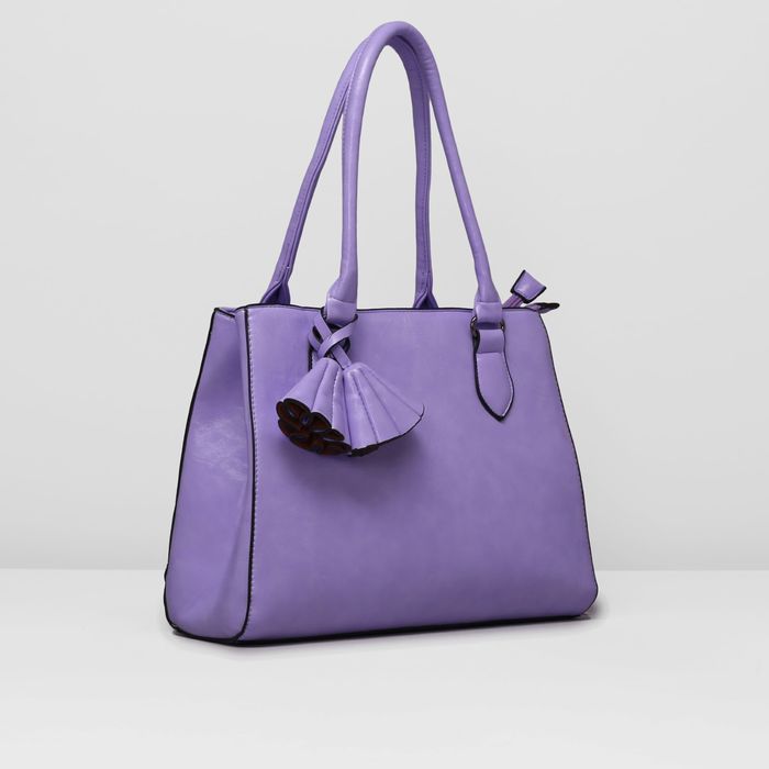 Сумка женская на молнии, 2 отдела, наружный карман, цвет сиреневый