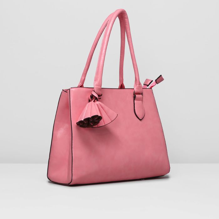 Сумка женская на молнии, 2 отдела, наружный карман, цвет розовый