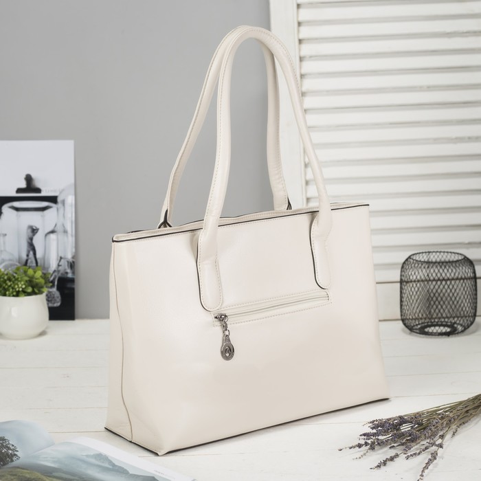 Сумка женская, 1 отдел с перегородкой, наружный карман, цвет светло-бежевый