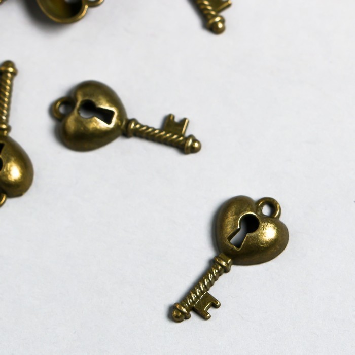 Декор металл для творчества "Ключик и замочек 2в1" под латунь (СК3511) 2,3х1,3 см