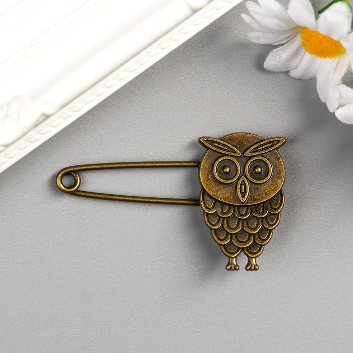 Декор металл для творчества "Булавка с совой" под латунь (J-2) 5,5х3 см
