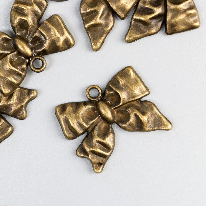 Декор металл для творчества "Бантик" под латунь (Е2130) 2х2,5 см