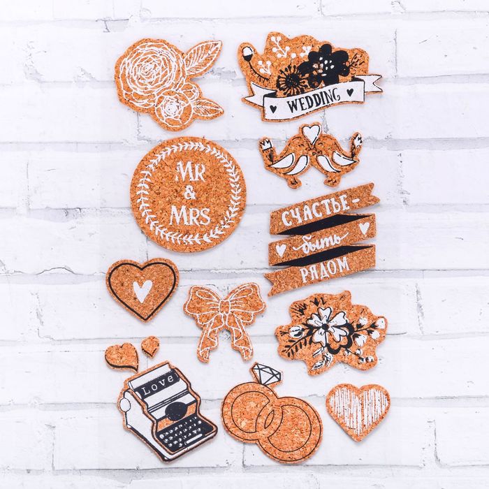 Наклейки пробковые "Mr &amp; Mrs",12х 20,5 см