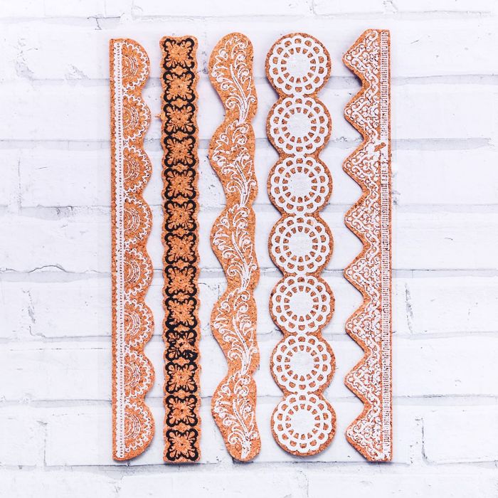 Наклейки пробковые "Кружево",12х 20,5 см