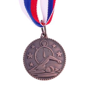 Медаль тематическая «Плавание», бронза, d=3,5 см Ош