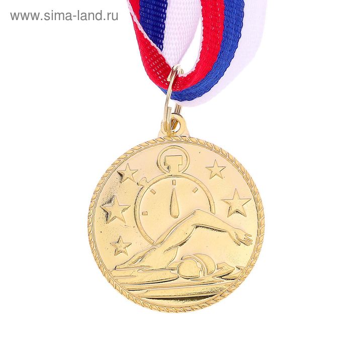 Медаль тематическая «Плавание», золото, d=3,5 см