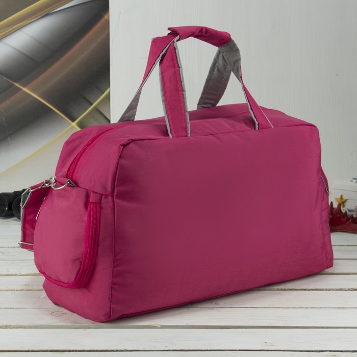 Сумка спортивная на молнии, мягкая, 1 отдел, 4 наружных кармана, цвет малиновый