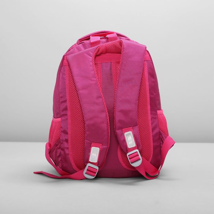 Рюкзак школьный на молнии, светоотражающий, 3 отдела, 2 наружных кармана, цвет розовый