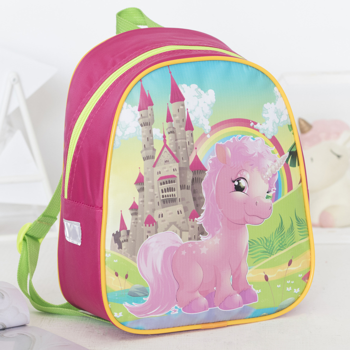 Рюкзак детский, 1 отдел, светоотражающая вставка, цвет розовый