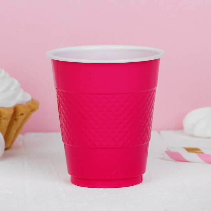 Стаканы пластиковые 210 мл "Делюкс" Фуксия (набор 10 шт)