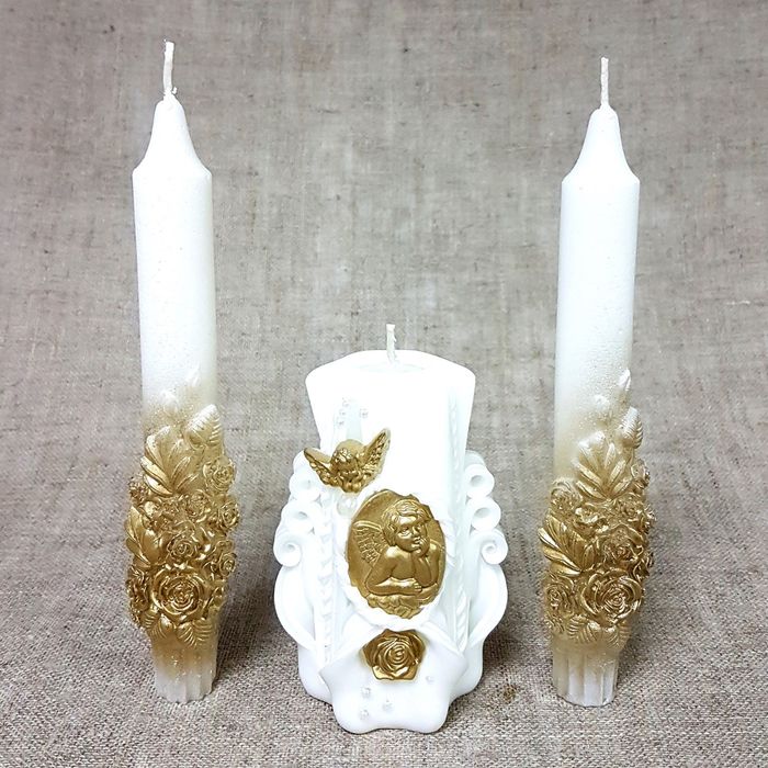 Набор Свадебных свечей " Ангелочки" золотой