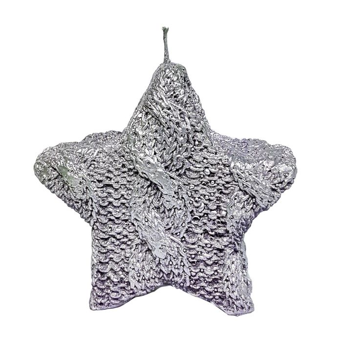 Свеча "Ручная работа" "Звезда вязаная" 11х3 серебро