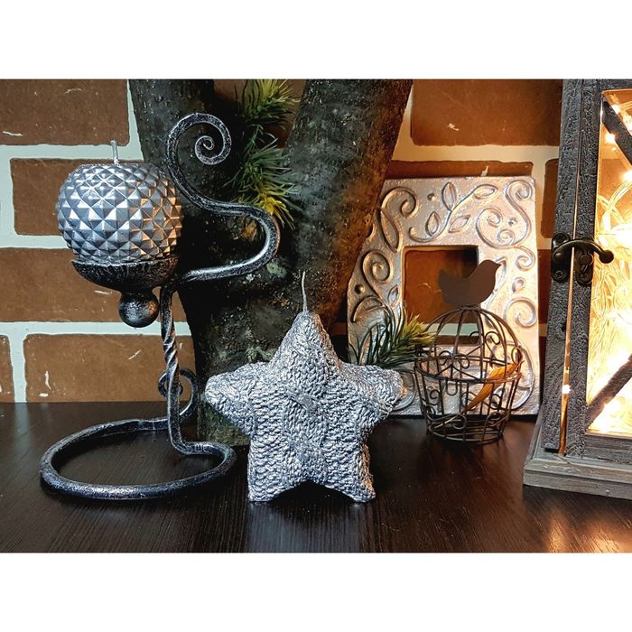 Свеча "Ручная работа" "Звезда вязаная" 11х3 серебро