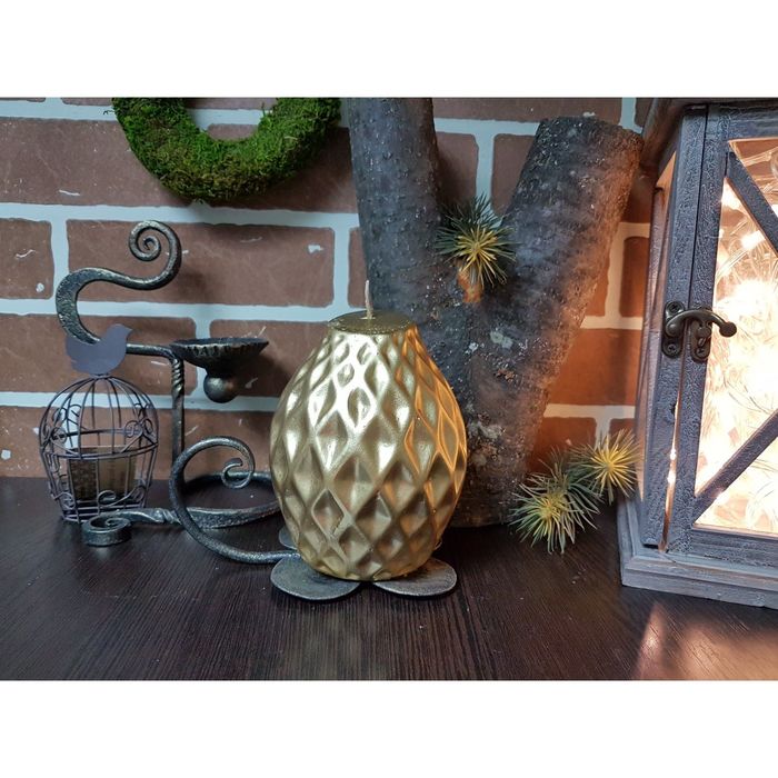 Свеча "Ручная работа" Интерьерная "Ананас" 11х12,5 золотая