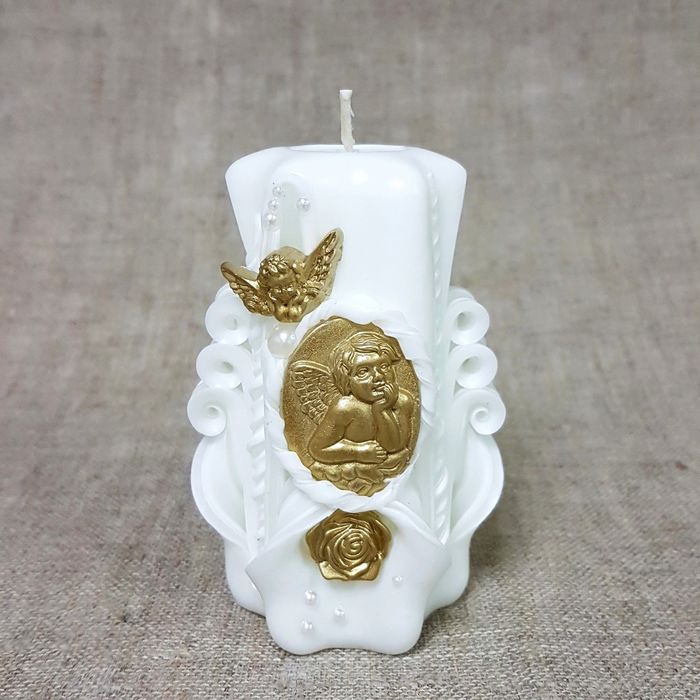 Свеча резная 10-11см "Золотые ангелочки"