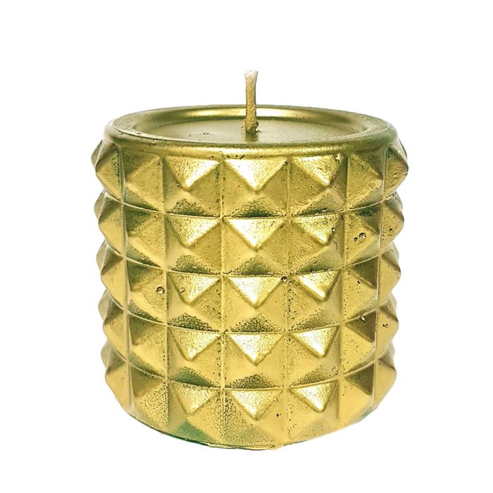 Свеча "Ручная работа" цилиндр "В кристаллах" 63*75 золото