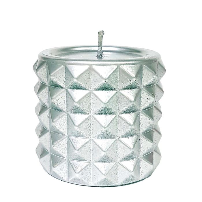 Свеча "Ручная работа" цилиндр "В кристаллах" 63*75 серебро