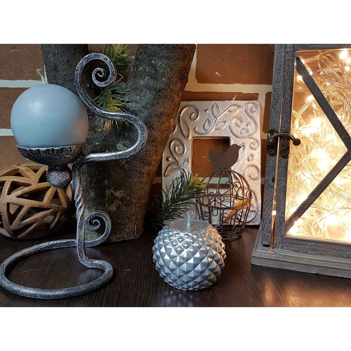 Свеча "Ручная работа" цилиндр "В кристаллах" 63*75 серебро