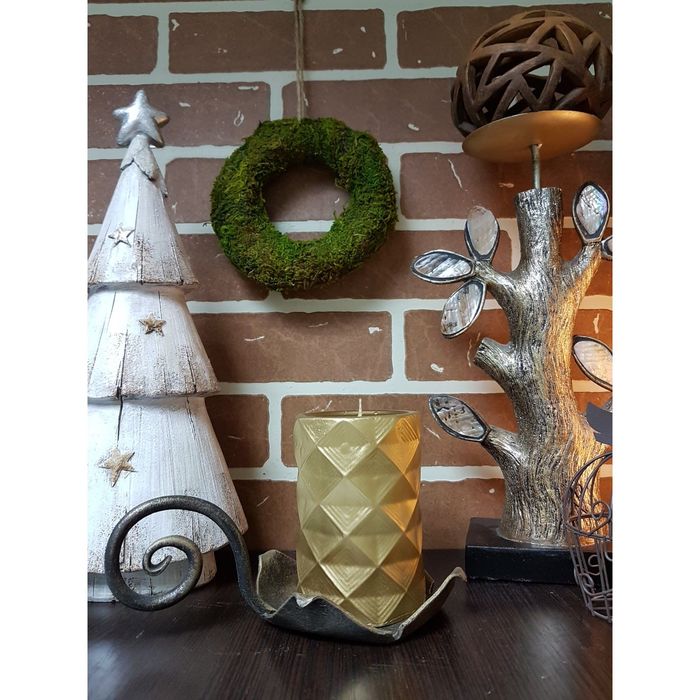 Свеча "Ручная работа" цилиндр "В кристаллах" 70*105 золото