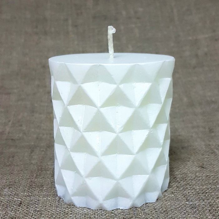 Свеча "Ручная работа" цилиндр "Геометрия" 6,7х7,5 белая