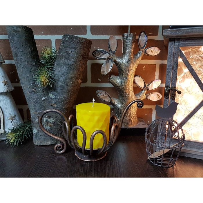 Свеча "Ручная работа" цилиндр "Геометрия" 6,7х7,5 желтая