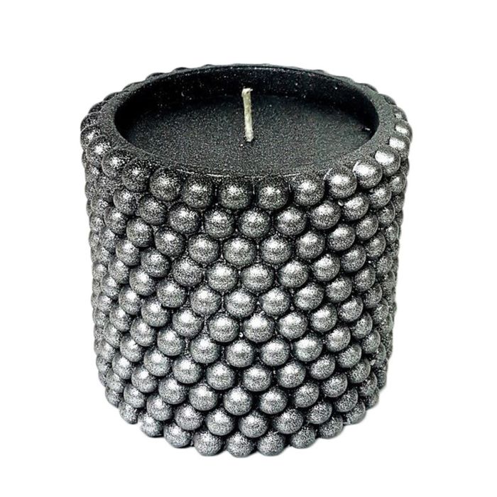 Свеча "Ручная работа" цилиндр "Жемчужный" 100*95 Чёрное серебро