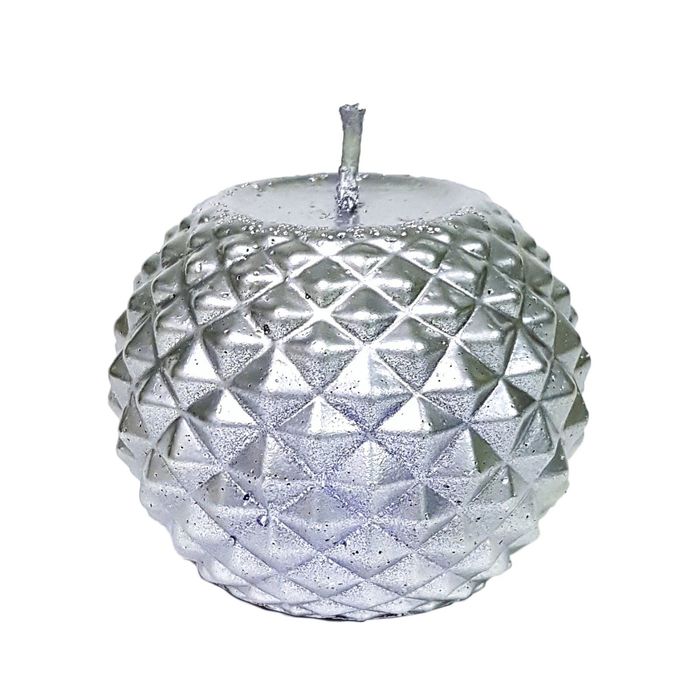 Свеча "Ручная работа" шар "В кристаллах" 70*55 серебро