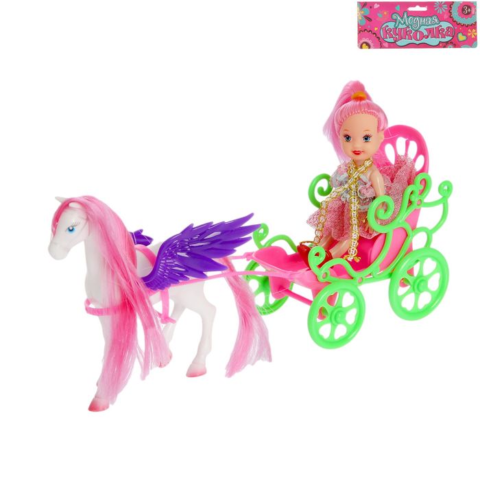 Кукла малышка &quot;Оленька&quot; в карете, МИКС