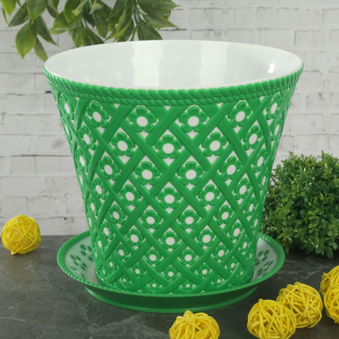 Горшок для цветов "РОТАНГ" 2л  без поддона микс УЦЕНКА