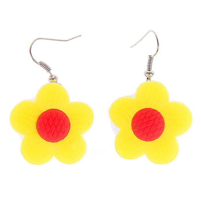 Световые серьги "Цветок" цвет желтый