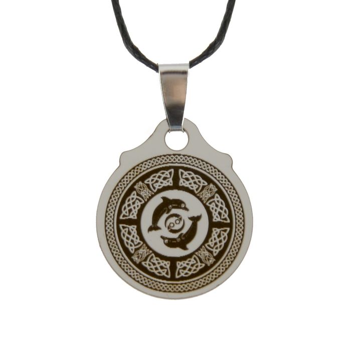 Амулет "Дельфины", (мед/сталь)