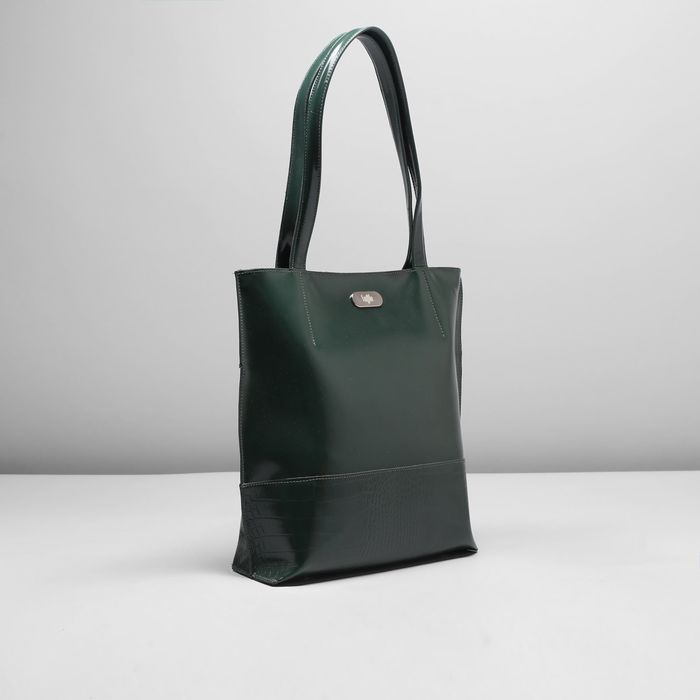 Сумка женская на молнии, 1 отдел, наружный карман, кайман, цвет изумрудный