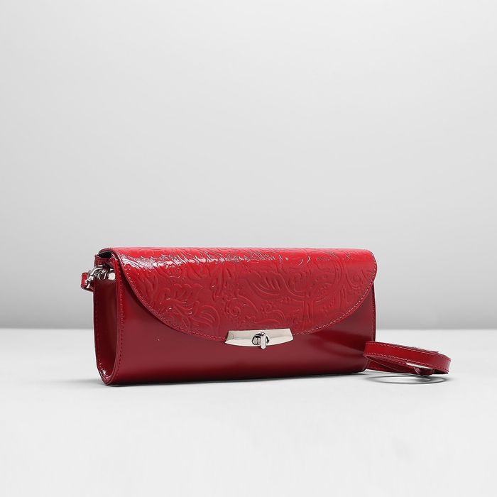 Клатч женский на клапане, 1 отдел, наружный карман, цвет красный