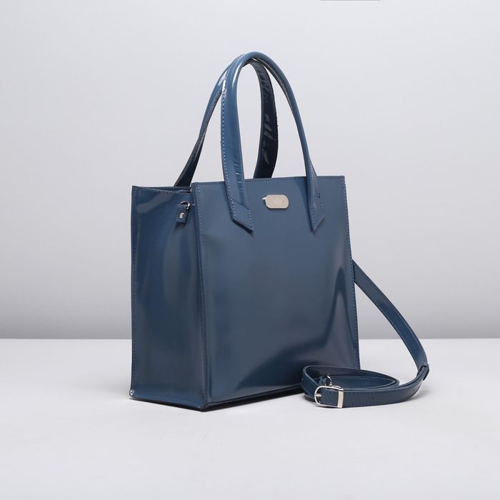 Сумка женская на молнии, 2 отдела с перегородкой, наружный карман, цвет синий