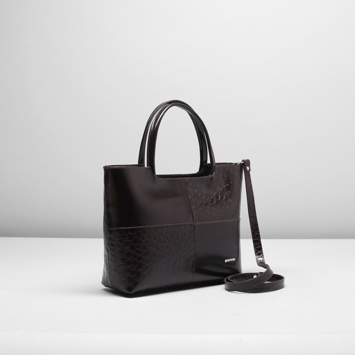 Сумка женская на молнии, 2 отдела с перегородкой, наружный карман, цвет коричневый