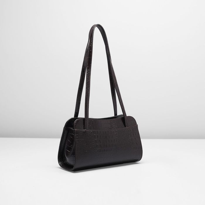 Сумка женская на молнии, 2 отдела с перегородкой, наружный карман, кайман, цвет коричневый