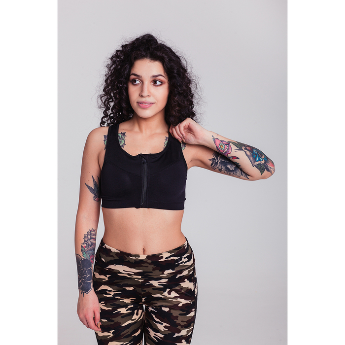 Спортивный топ на молнии ONLITOP Basic размер 42, цвет чёрный