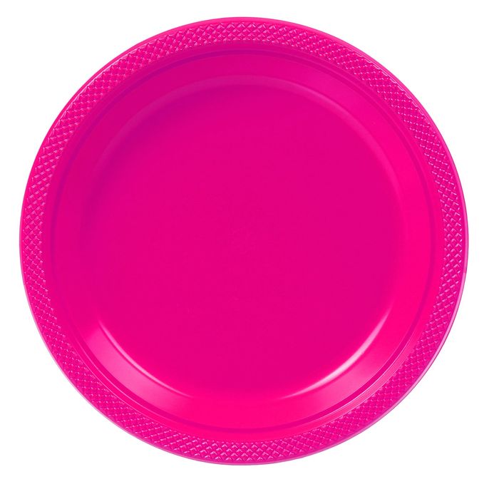 Тарелки пластиковые 23 см "Делюкс" Фуксия (набор 10 шт)